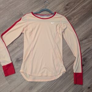 Nike Dri-fit Women's Peach and Red Long Sleeve Tee